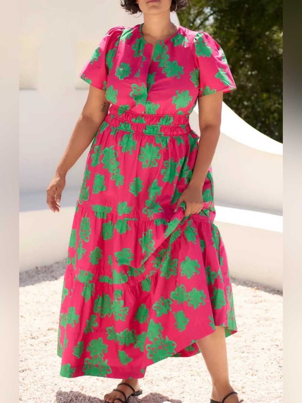 NWT Anthropologie Somerset Maxi Dress 3X Plus pockets Pink Holly